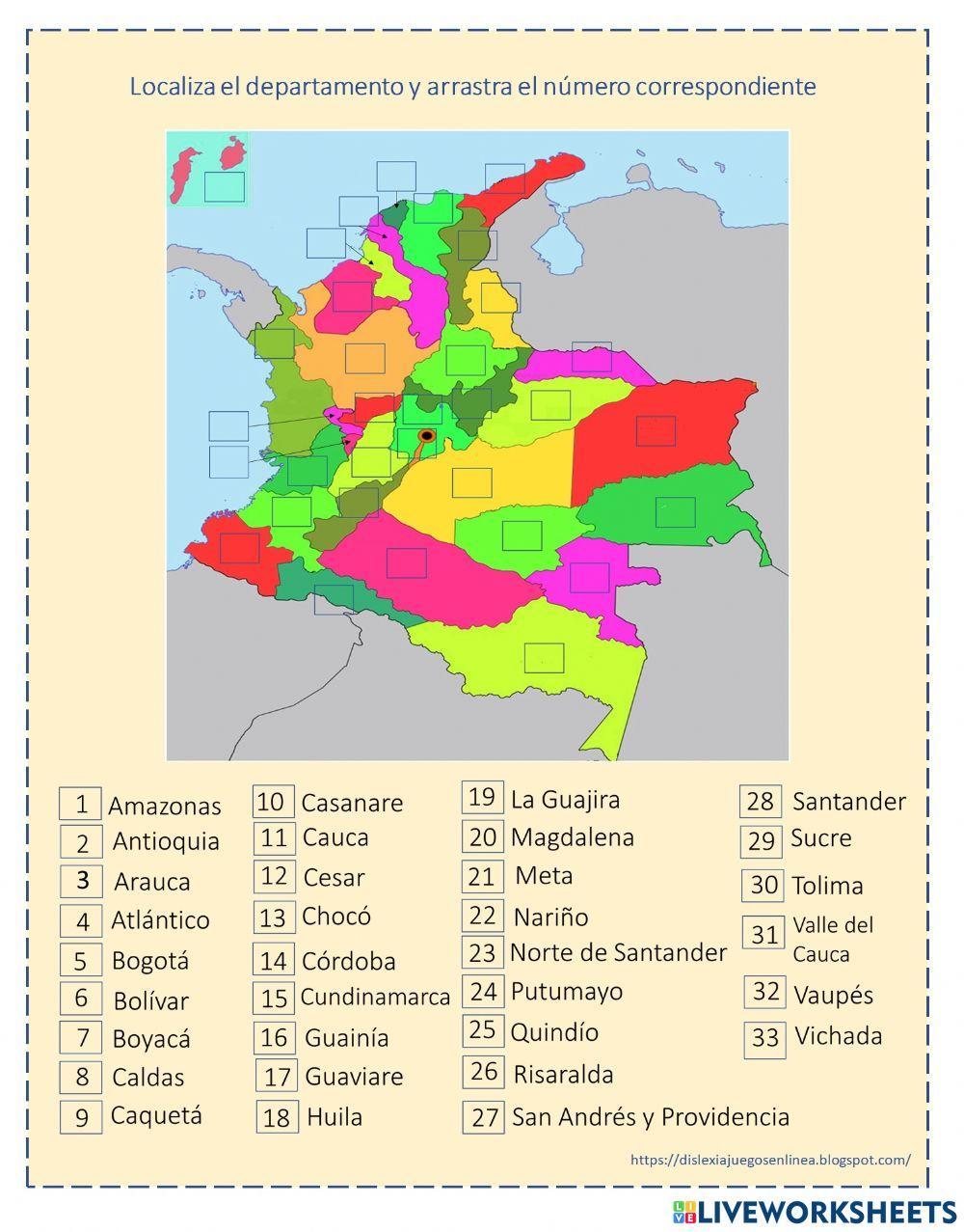 Los departamentos de Colombia