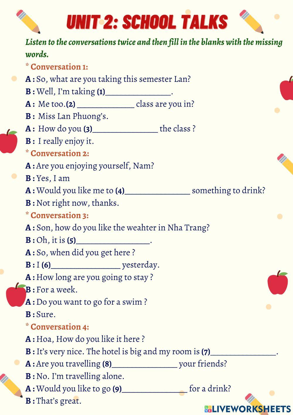 Grade10 - UNIT 2 - LISTENING GAP-FILLING