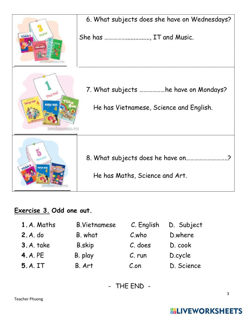 Unit 8. What subjects do you have today?