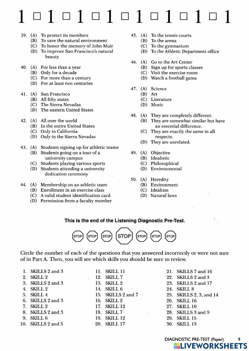Listening Diagnostic Pre-test Part C