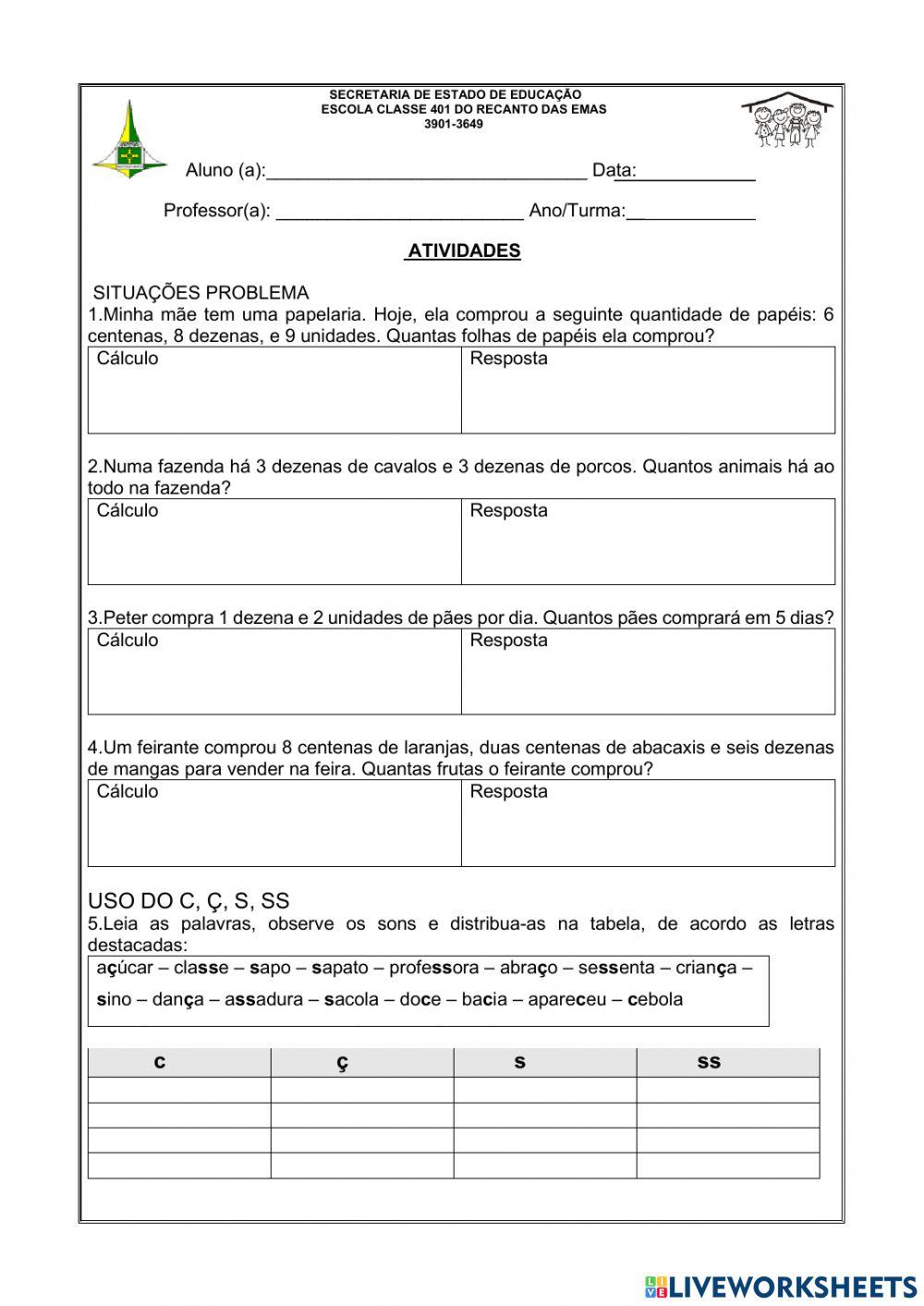 Atividade interdisciplinar