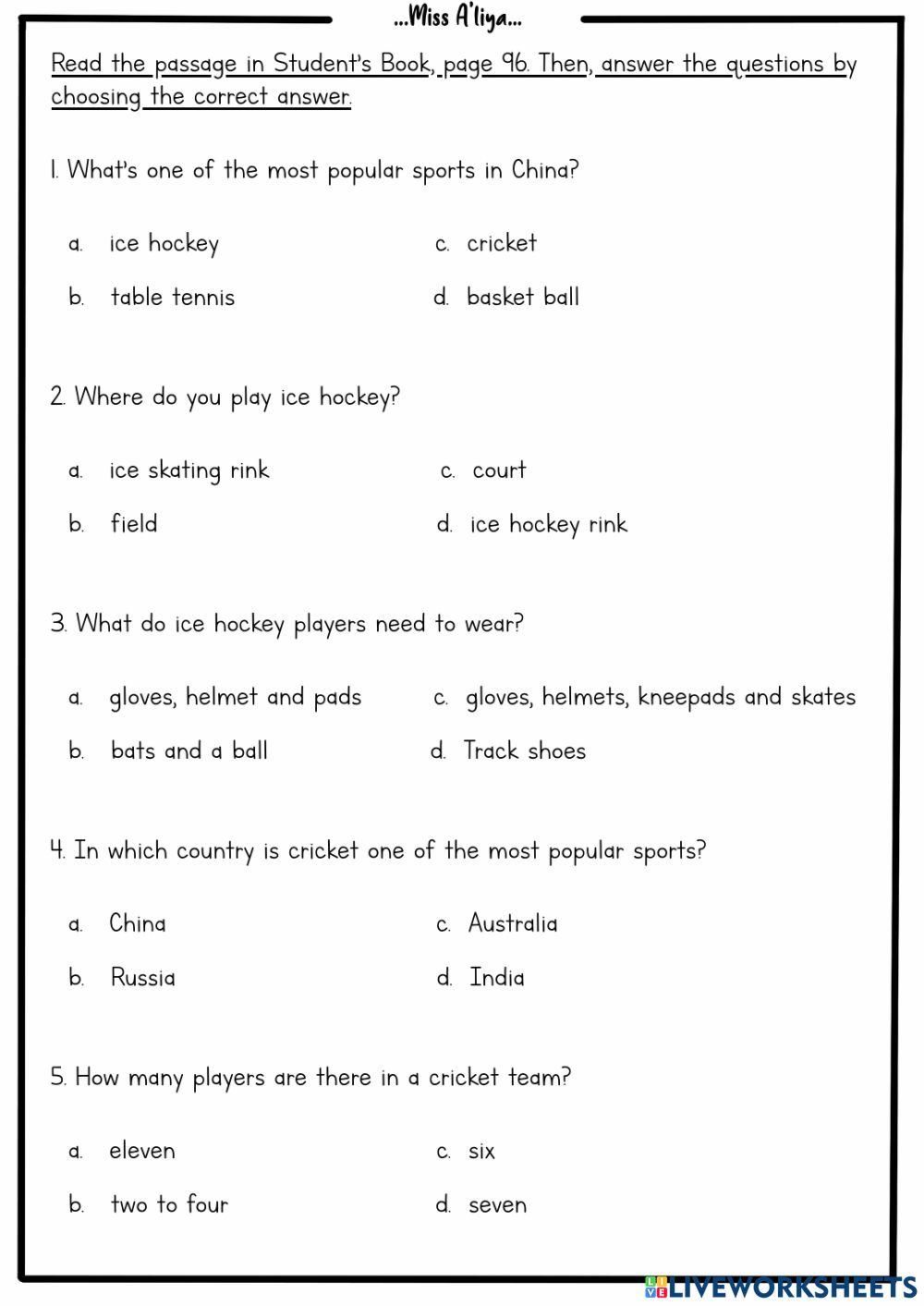 Which is the most popular sport in your country?