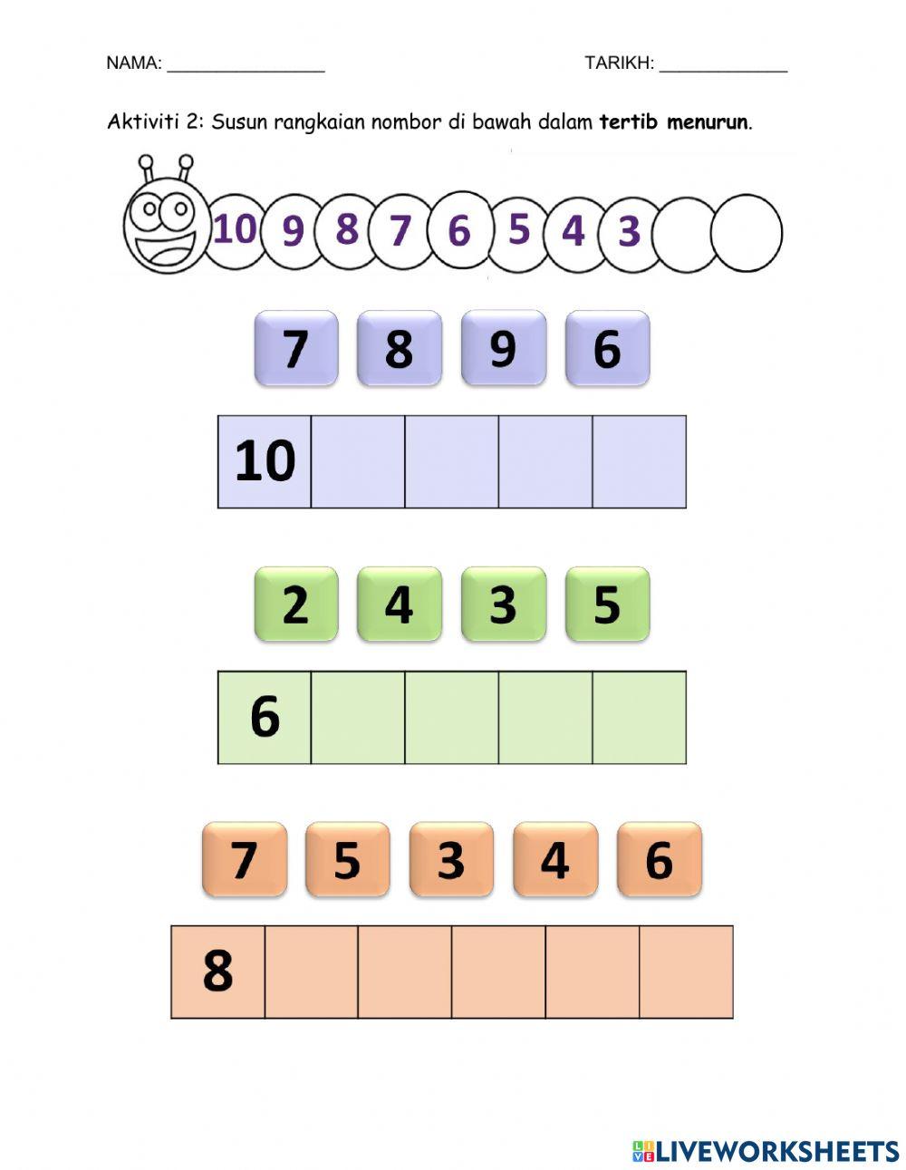 Menyusun rangkaian nombor