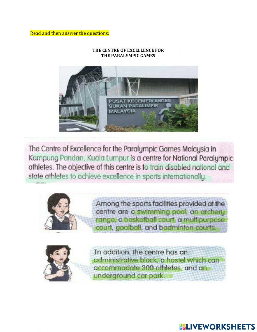 The centre of excellence for paralympic games