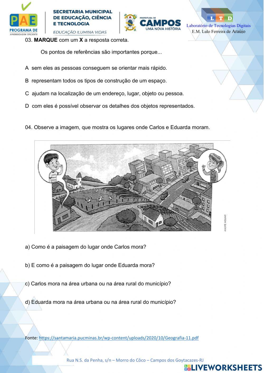 Formas de representação e pensamento espacial