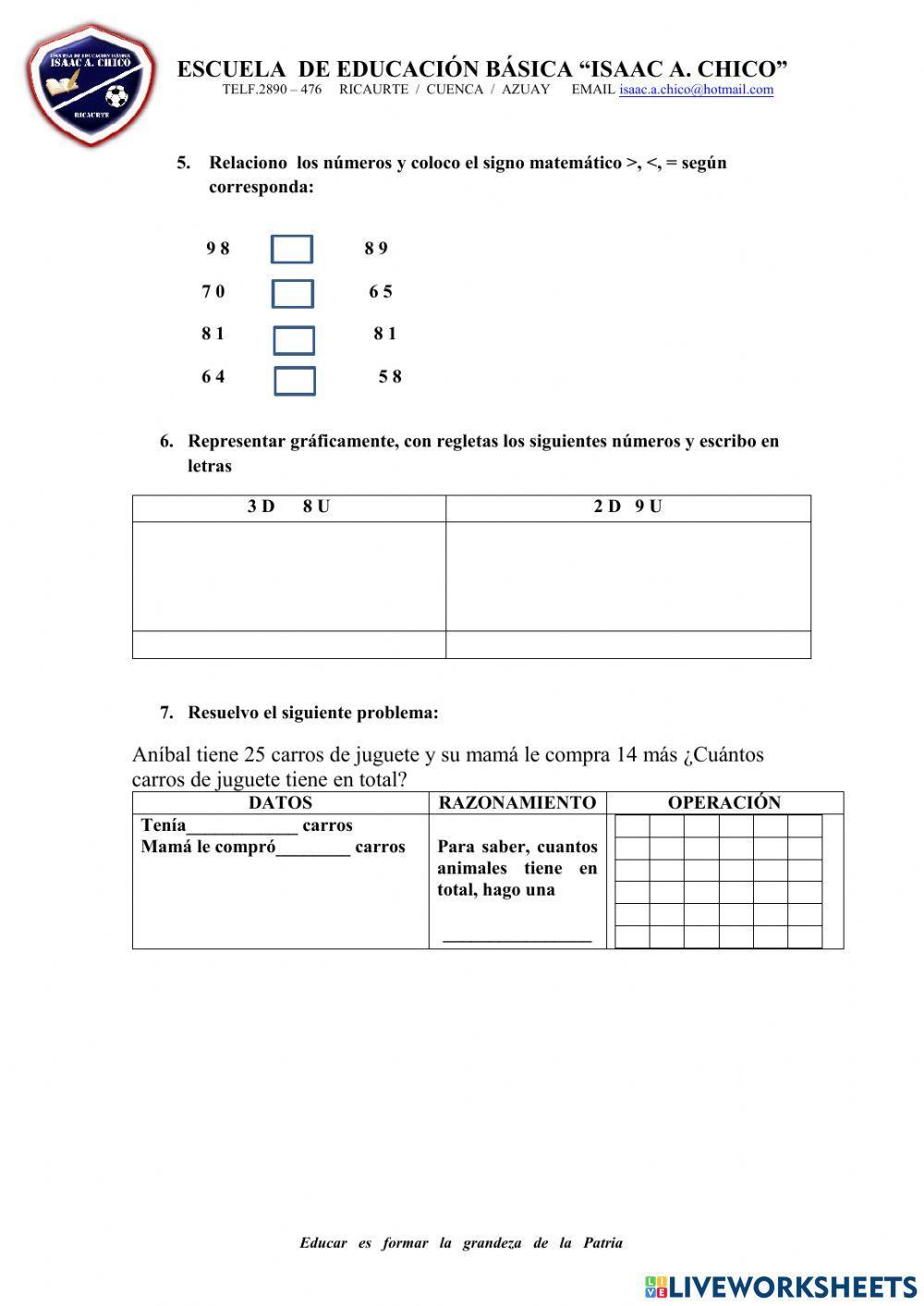 Diagnostico Matemática Tercero de básica