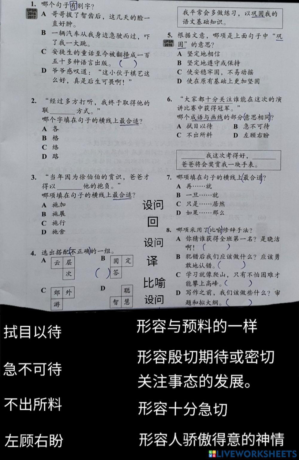 四年级华文练习 四年级华文练习