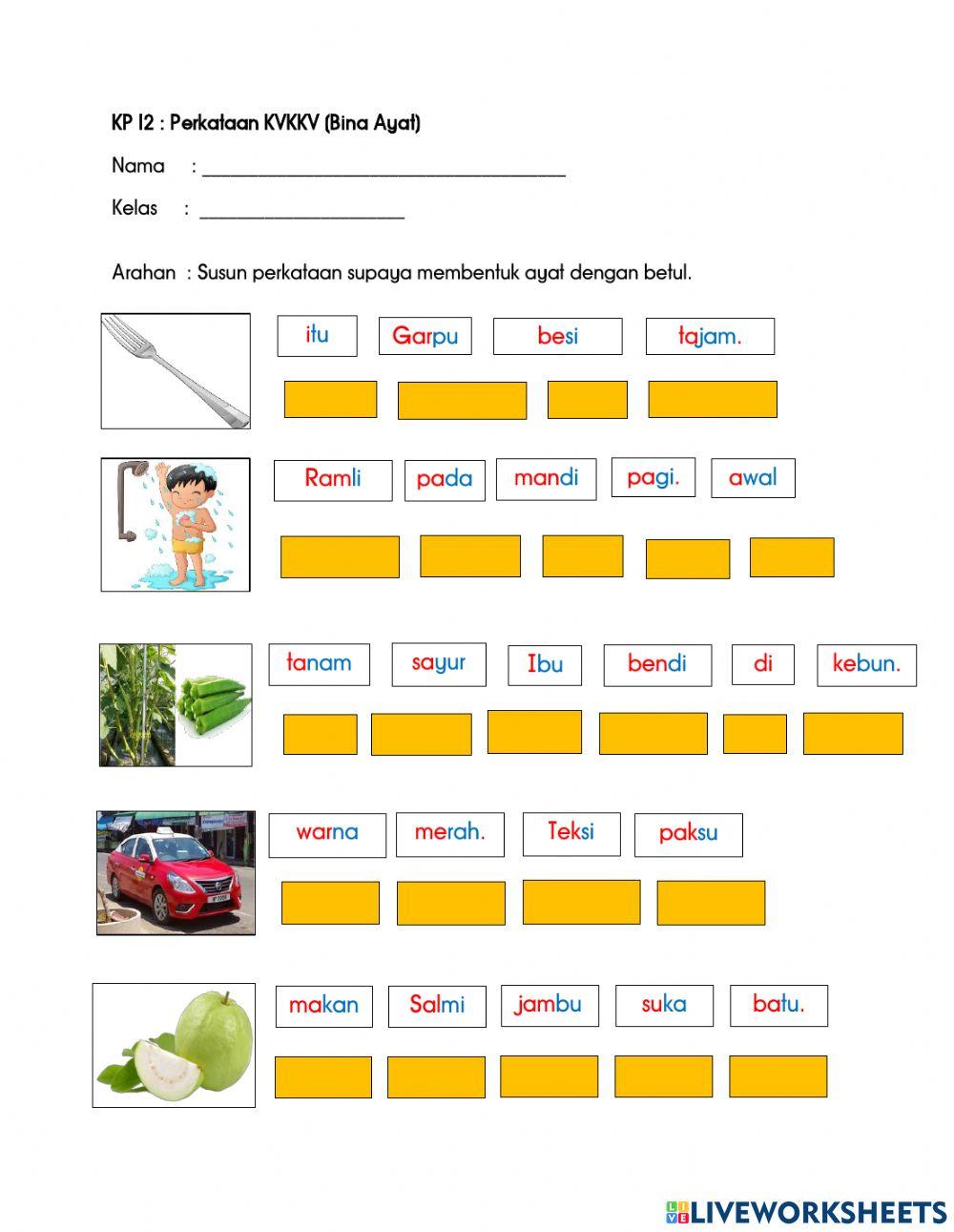 Ayat mudah perkataan kvkkv