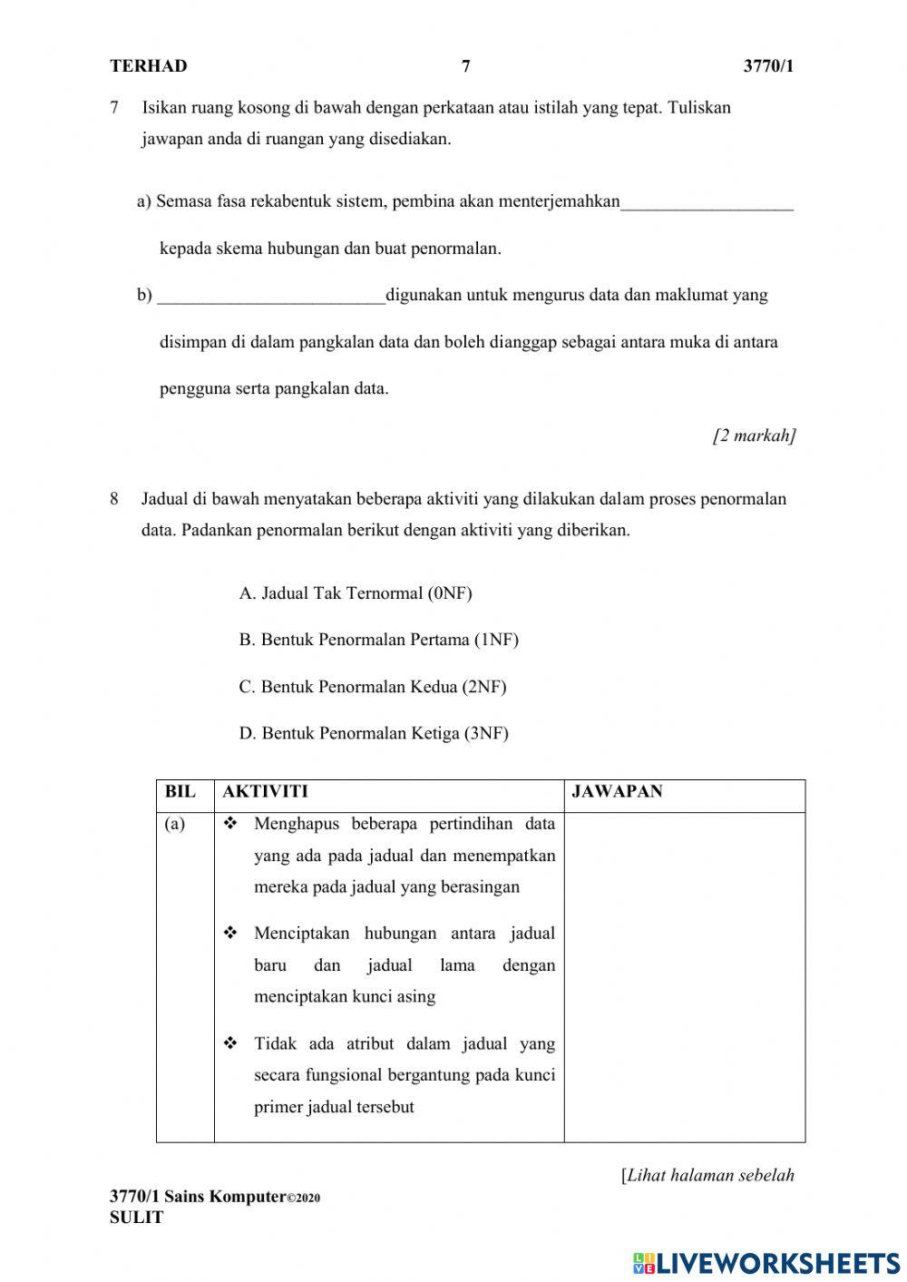Ujian Diagnostik Sains Komputer Melaka 2020 (Soalan 1-10)