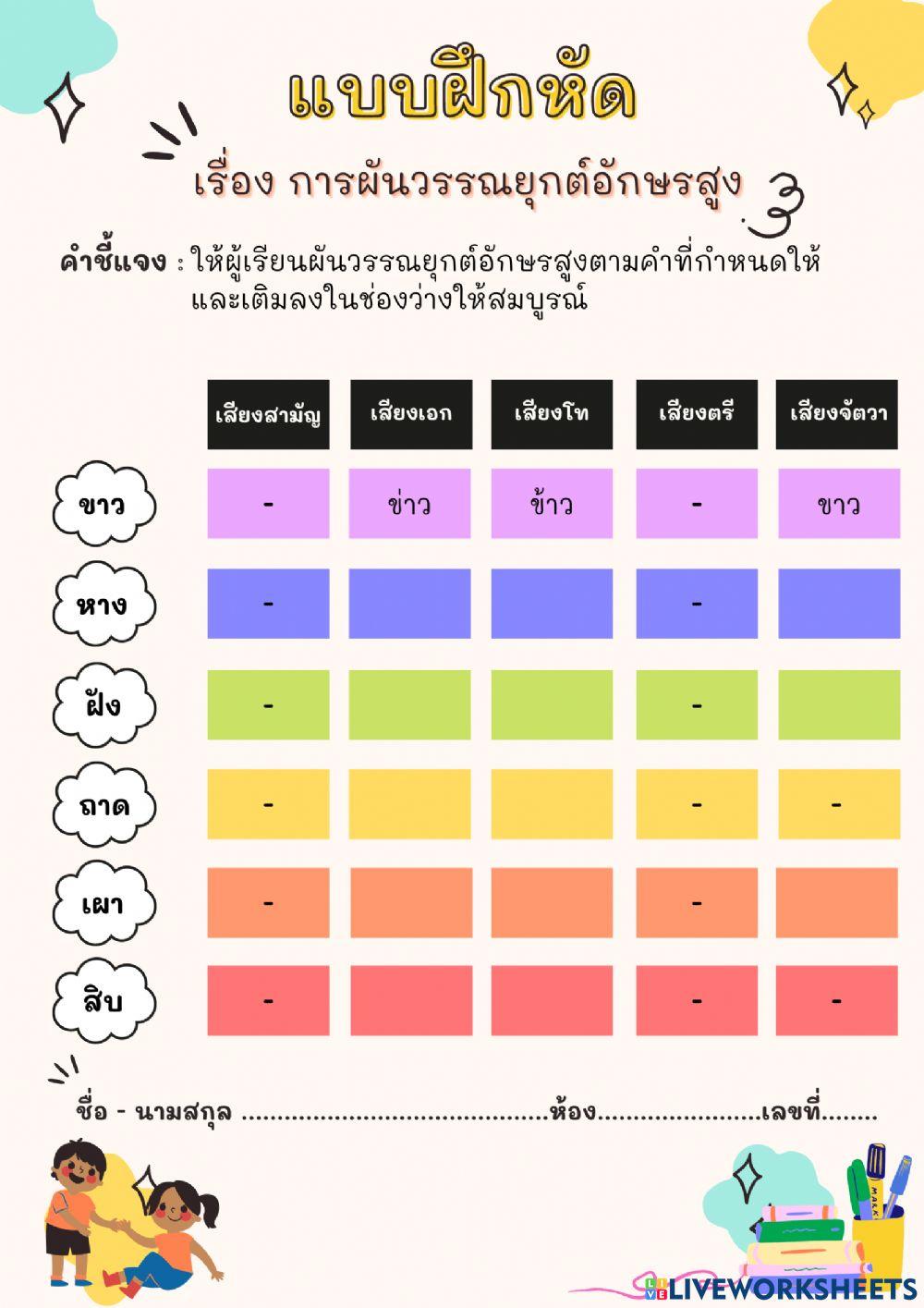การผันวรรณยุกต์อักษรสูง