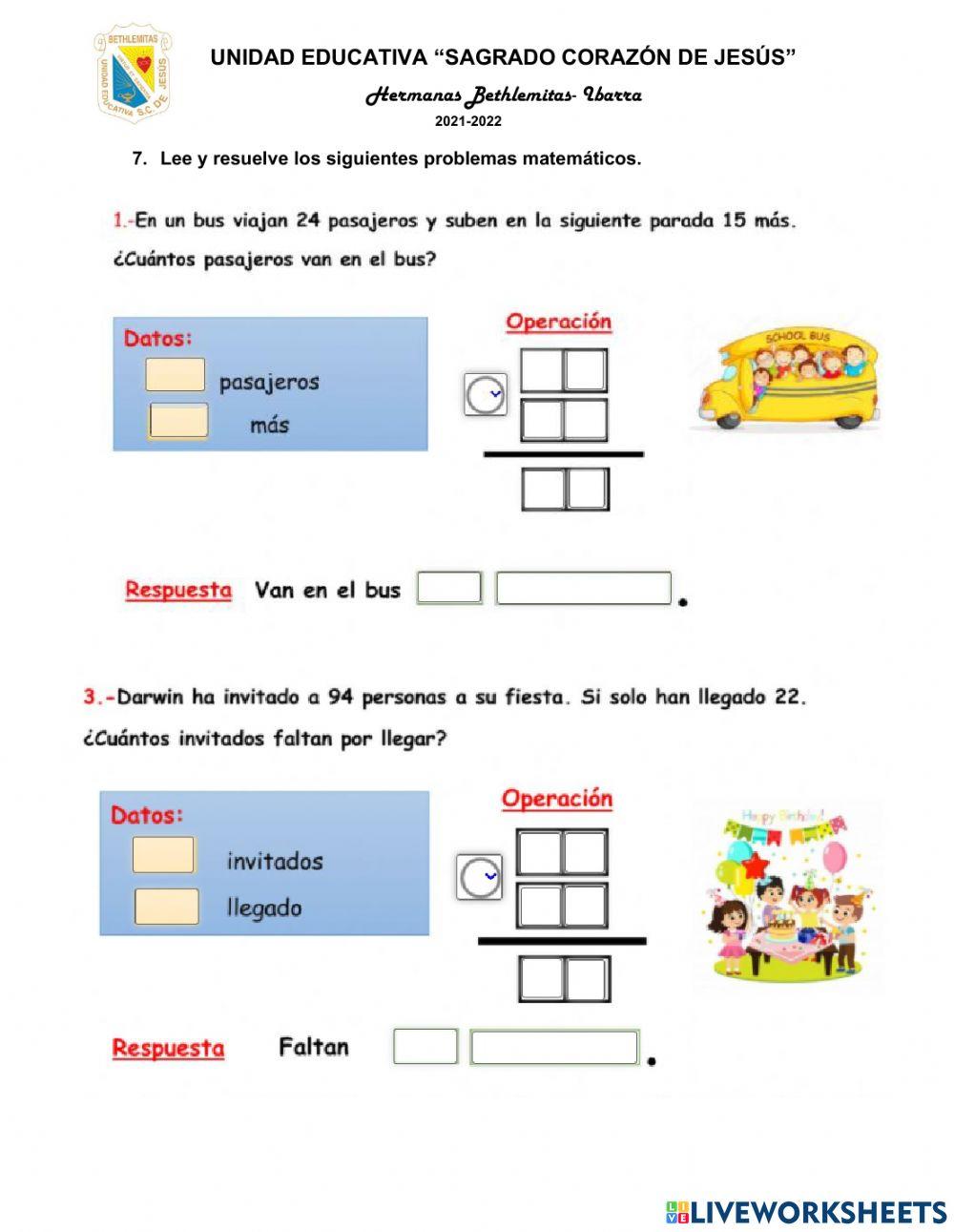 Prueba de diagnostico Matemática