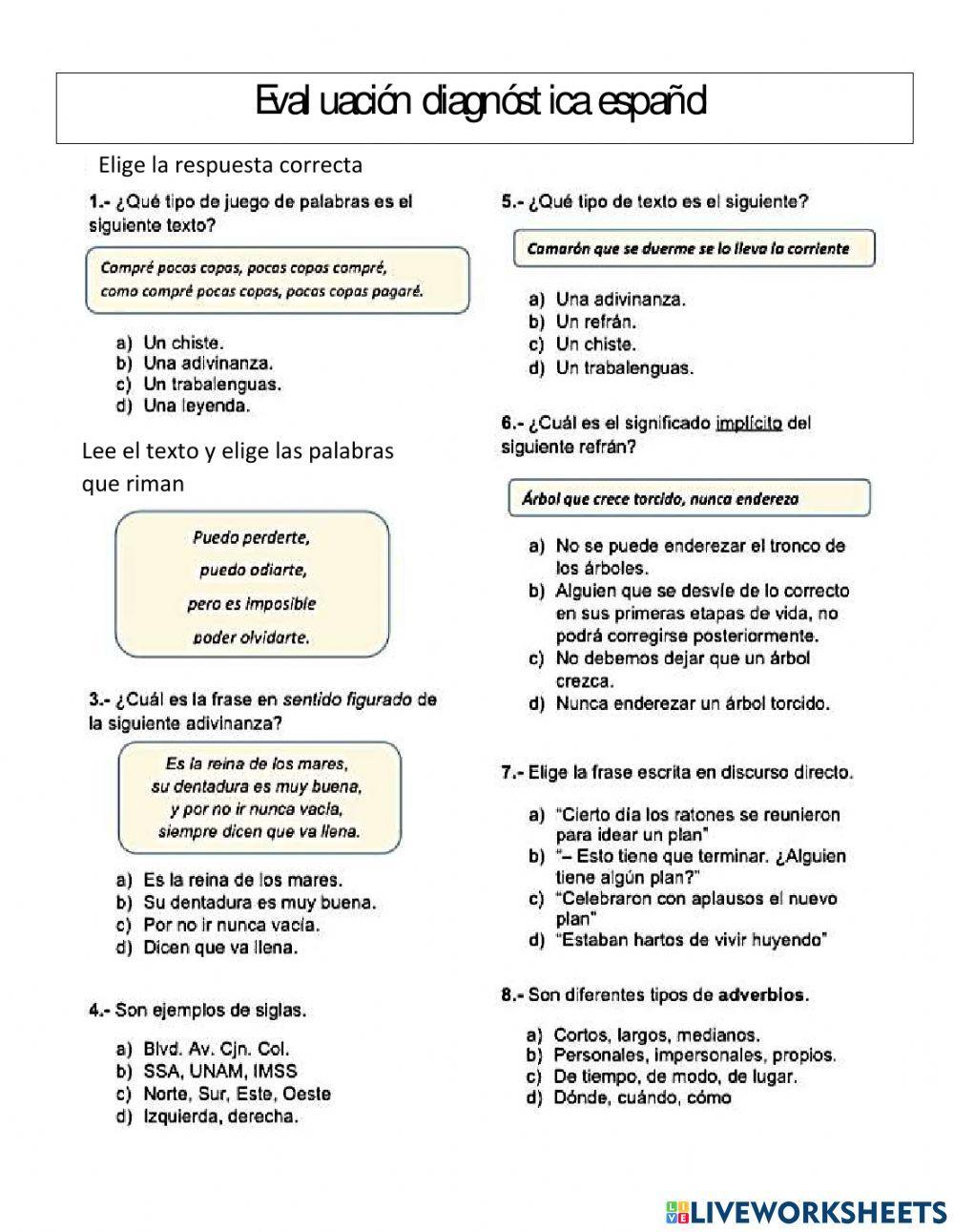 Diagnostico español 6