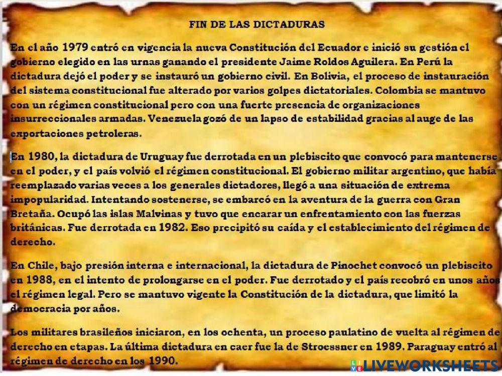Fin de las dictaduras en a. l