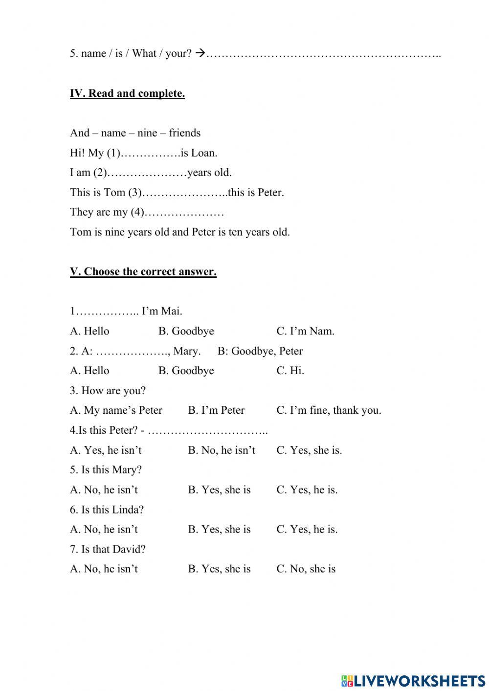 English 3: Unit 5: Are they your friends? (lesson1)