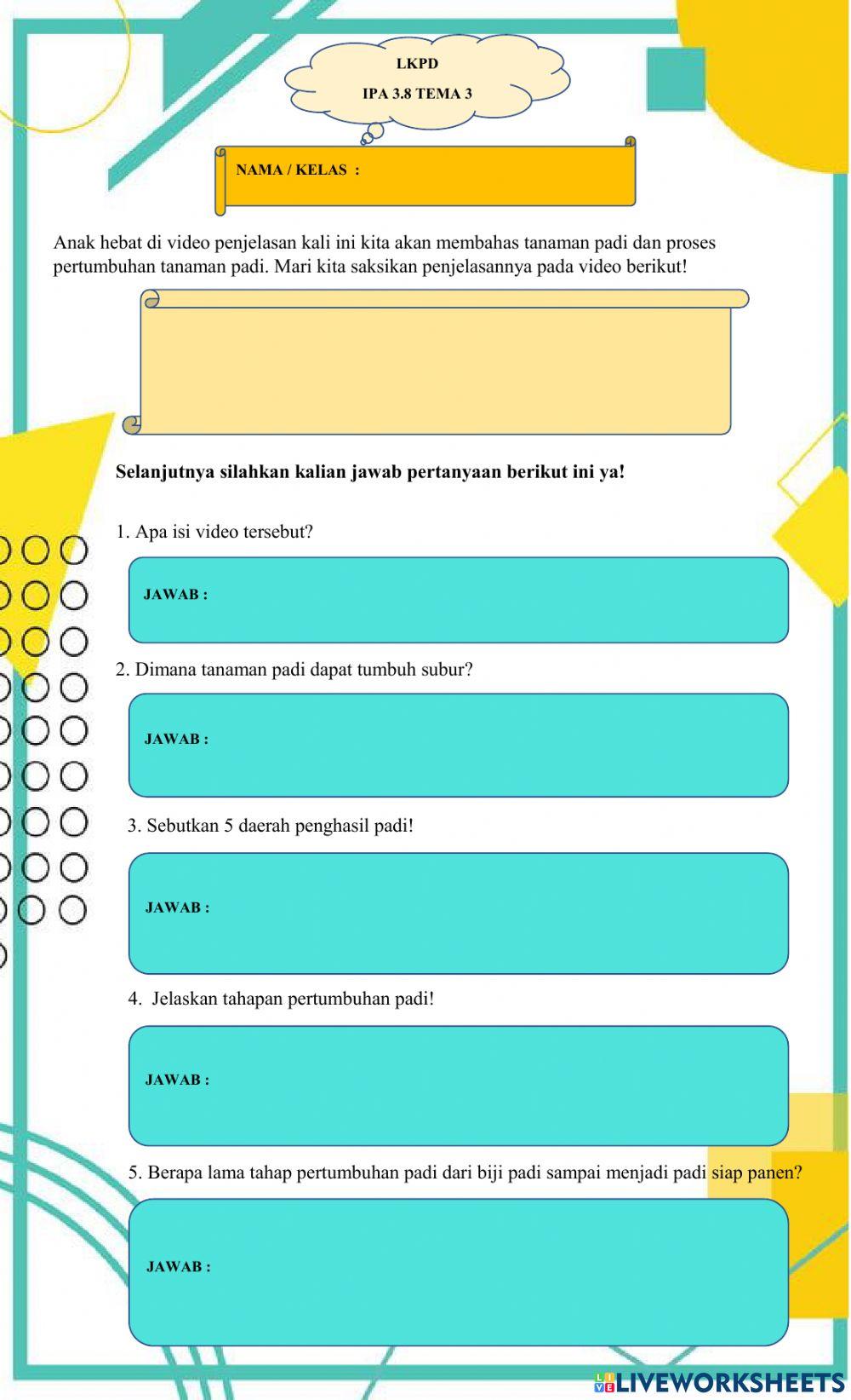 Tanaman Padi IPA 3.8 Tema 3