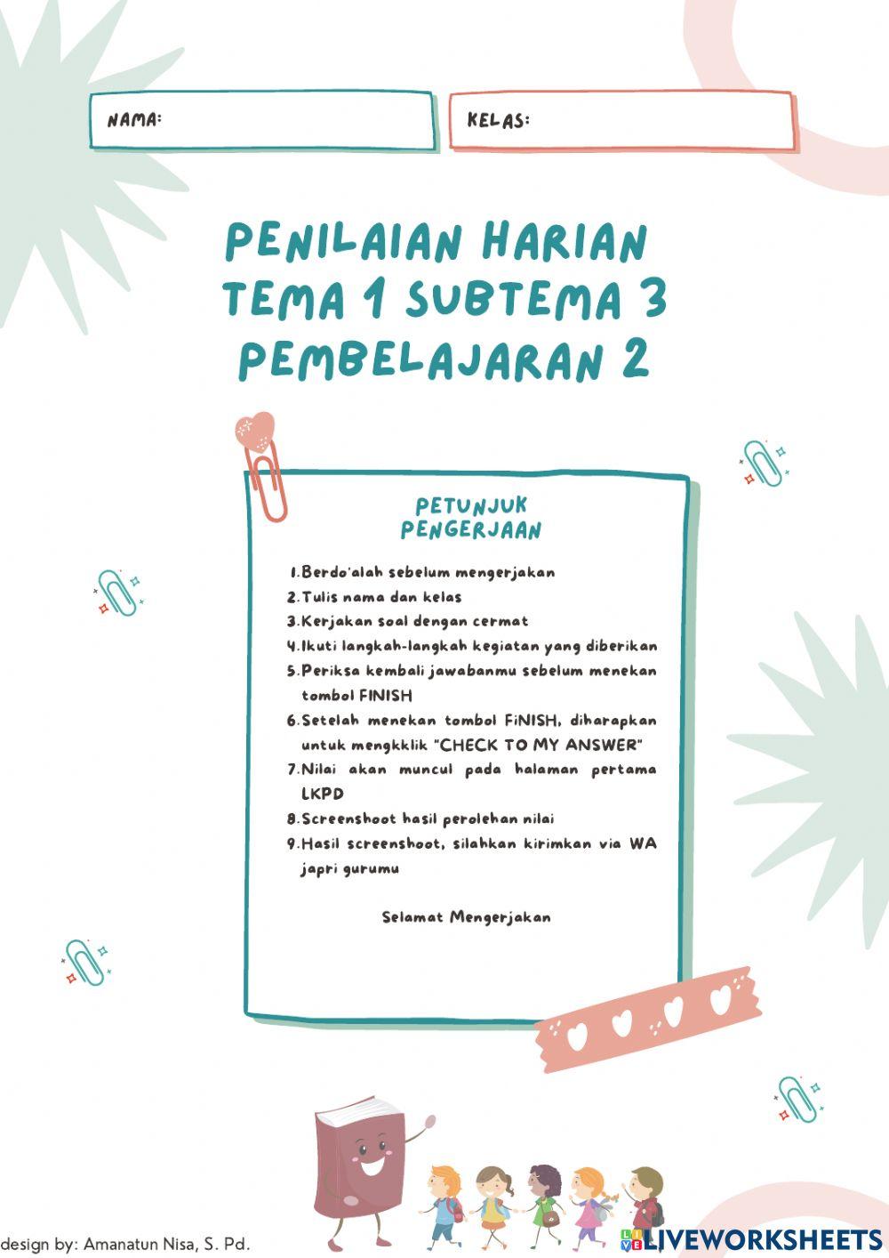 LKPD Kelas 6 Tema 1 Sub Tema 3 Pembelajaran 2