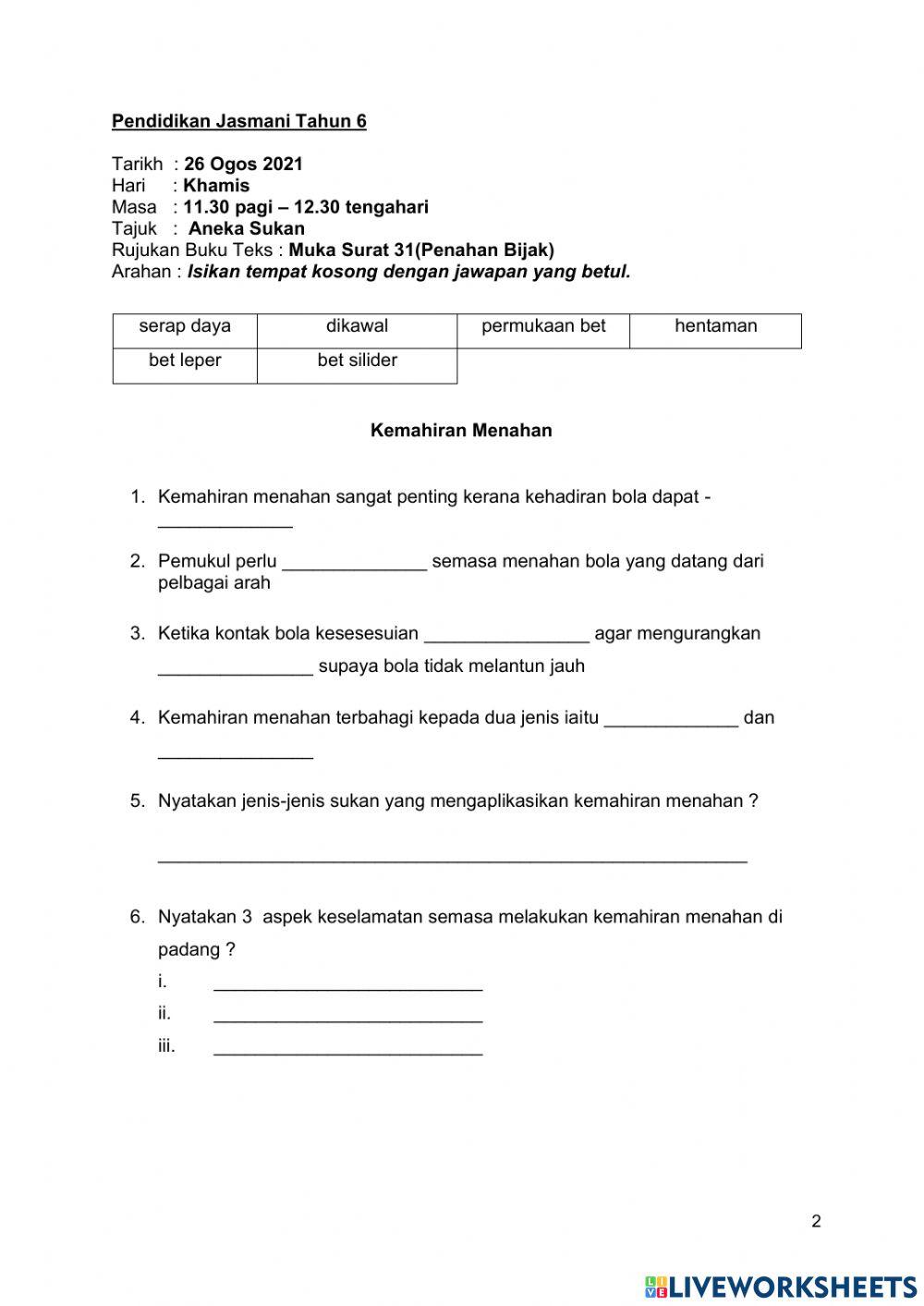PJ tahun 6: Penahan Bijak