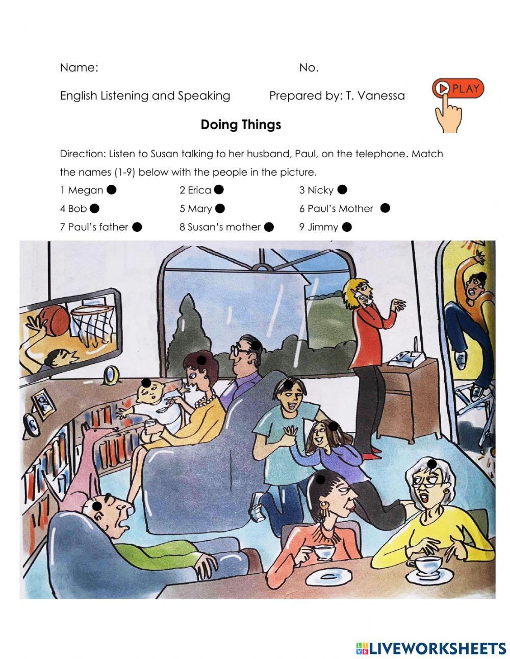 Listening task: doing things