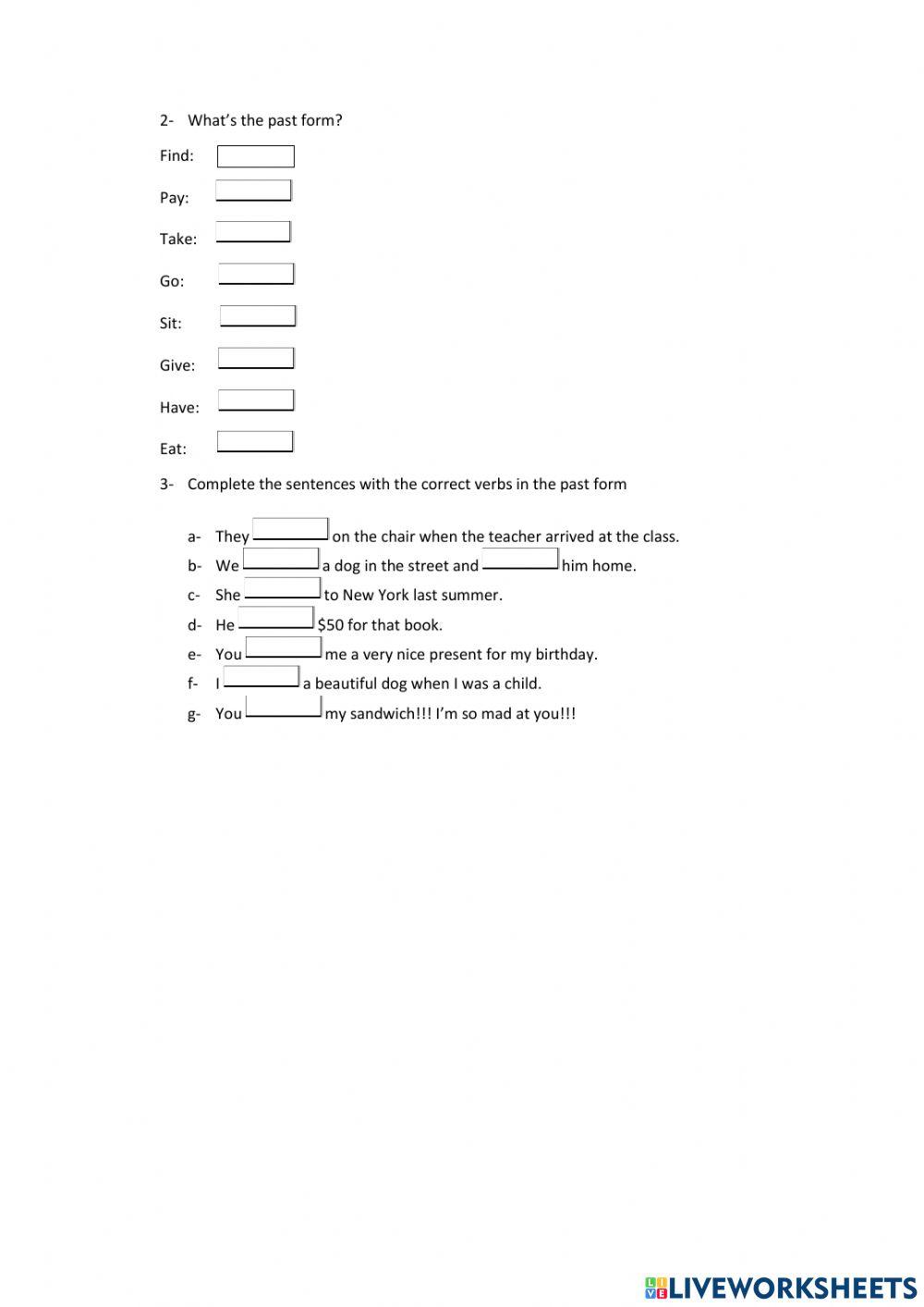 Simple Past Irregular Verbs
