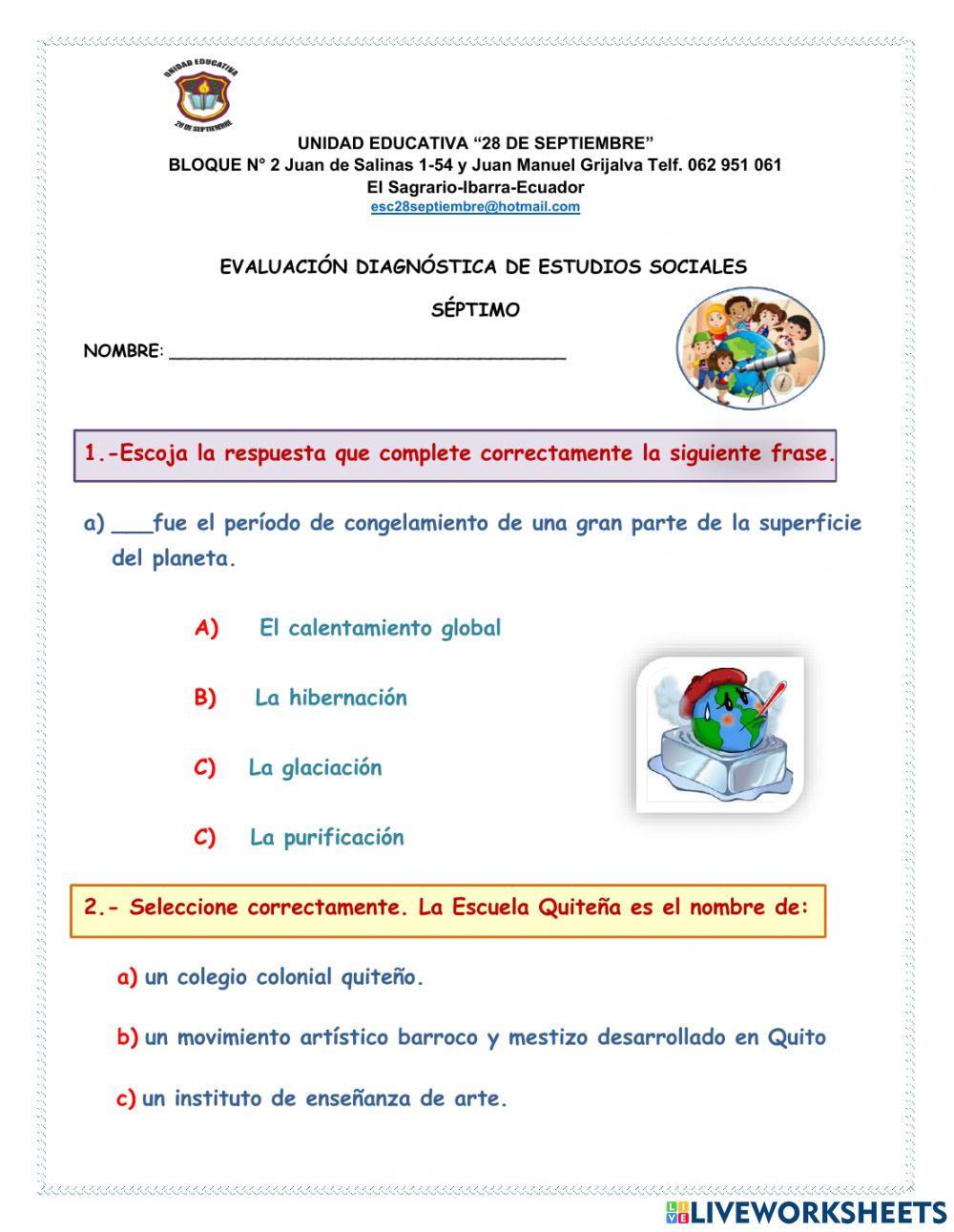 Evaluación diagnóstica de sociales