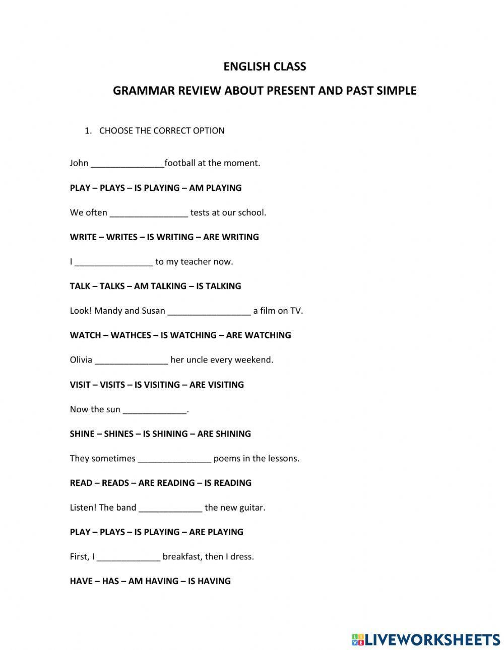 Grammar review present and past