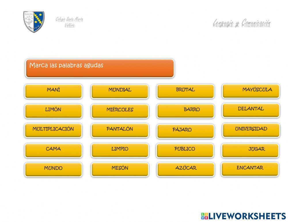 Palabras agudas