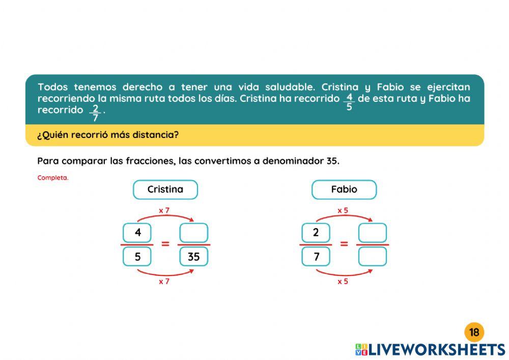 Comparación de fracciones