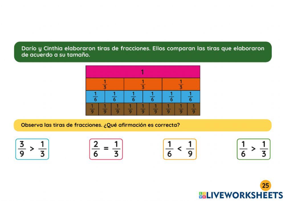 Comparación de fracciones