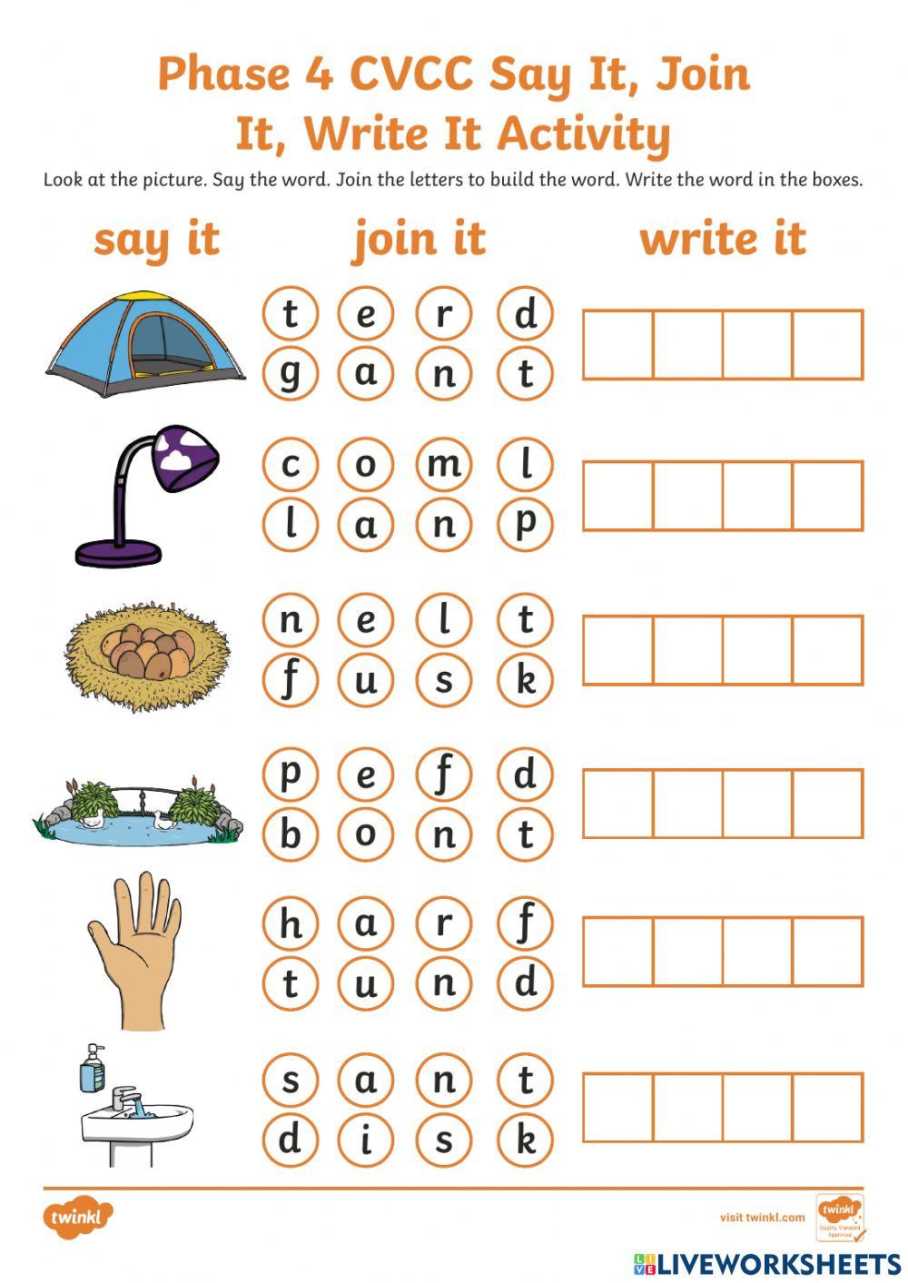 CVCC Words 1 Free Interactive Worksheets 3353110