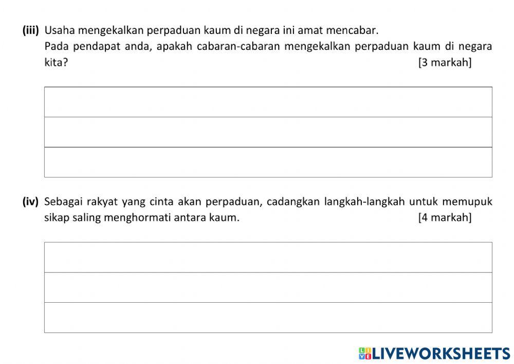 Bm spm - pemahaman petikan umum - perpaduan kaum