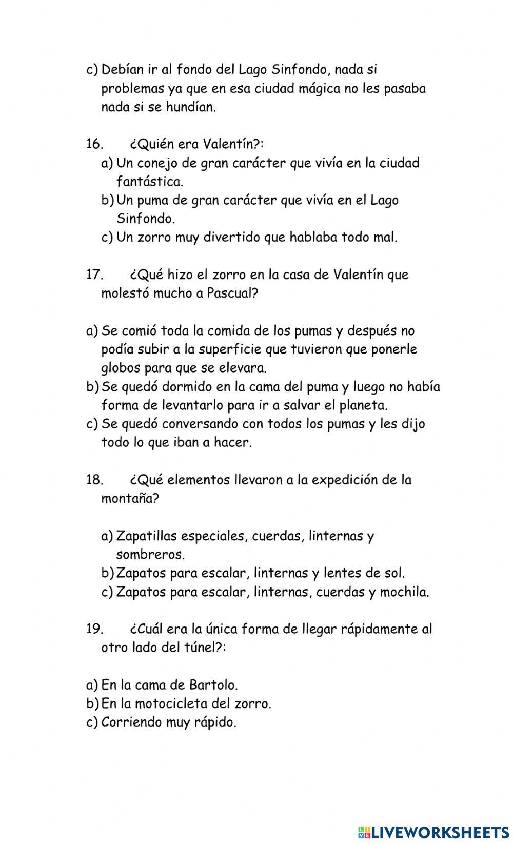 Evaluación lectura domiciliaria