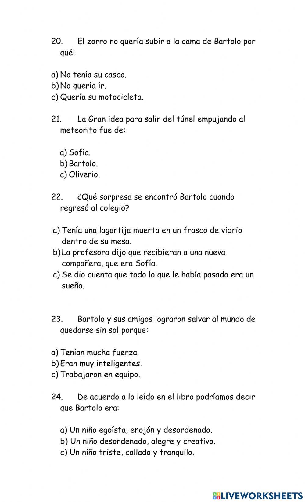 Evaluación lectura domiciliaria
