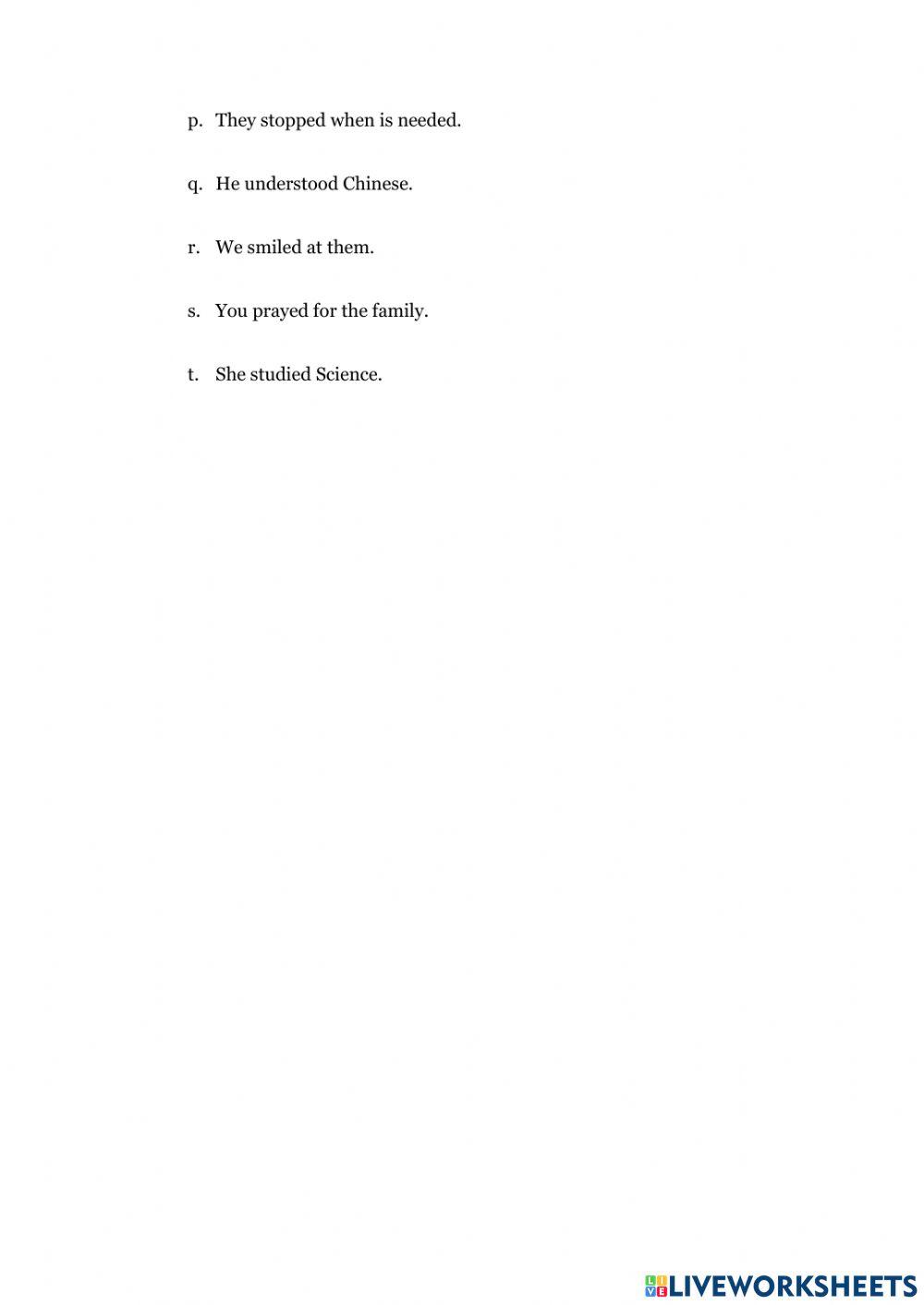 Past simple in negative