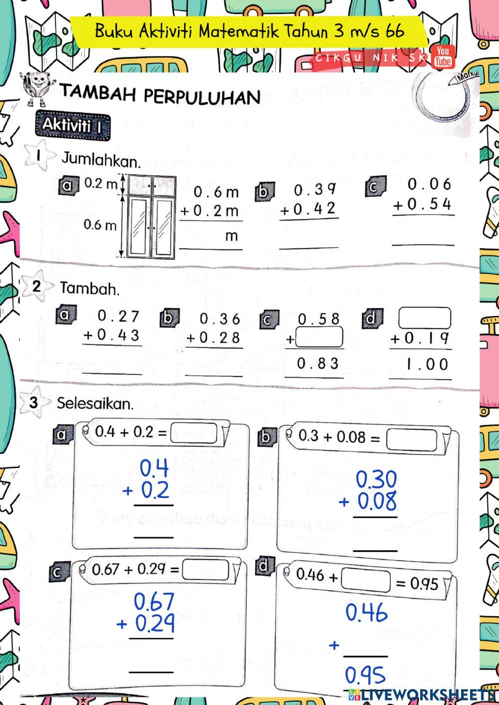 Tambah Perpuluhan (Matematik Tahun 3)