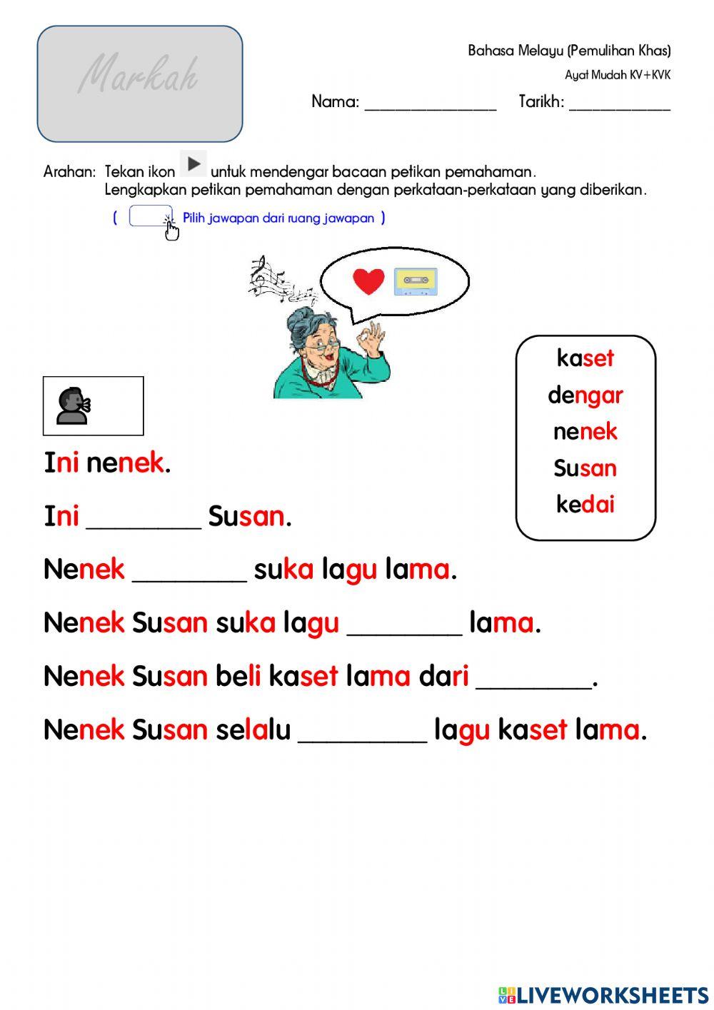 Perkataan KV+KVK (Bacaan & Pemahaman)