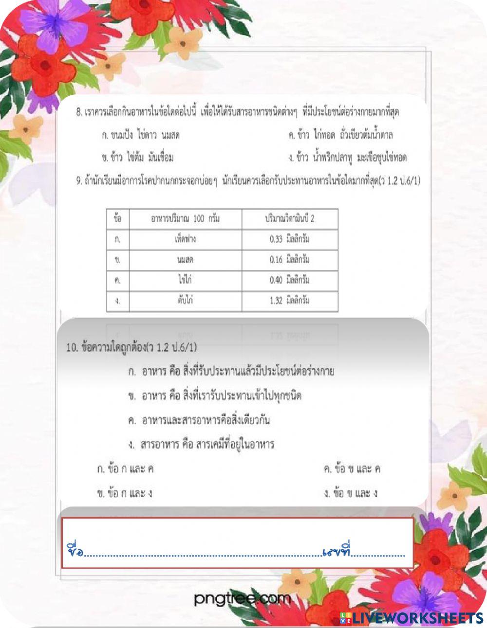 เเบบทดสอบเสริมวิทย์ ป.6