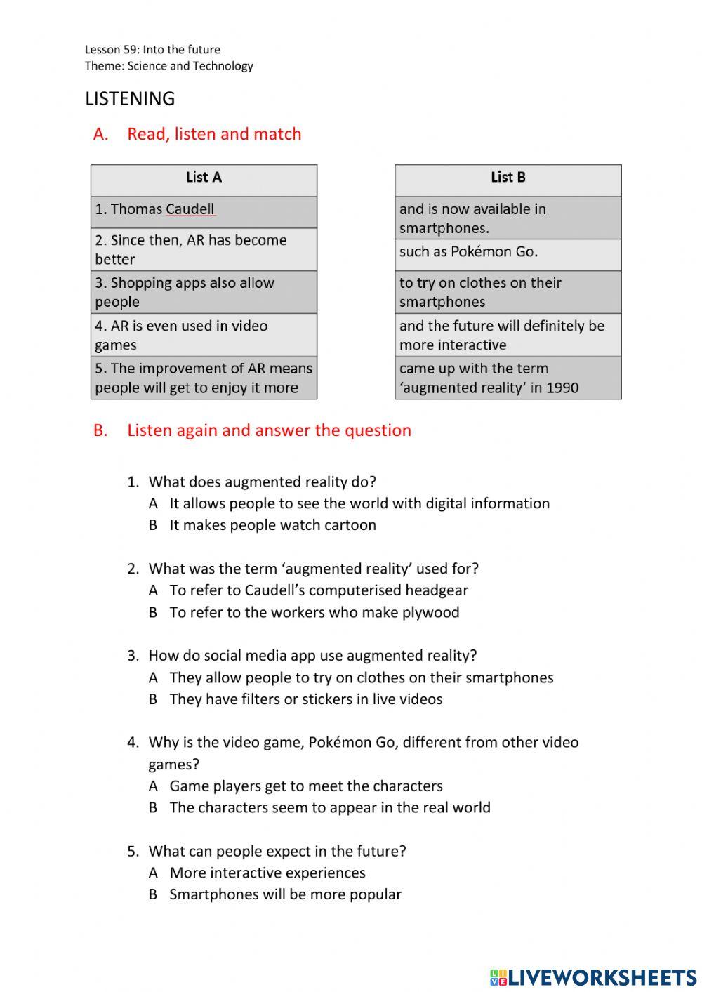 LISTENING: Science and Technology