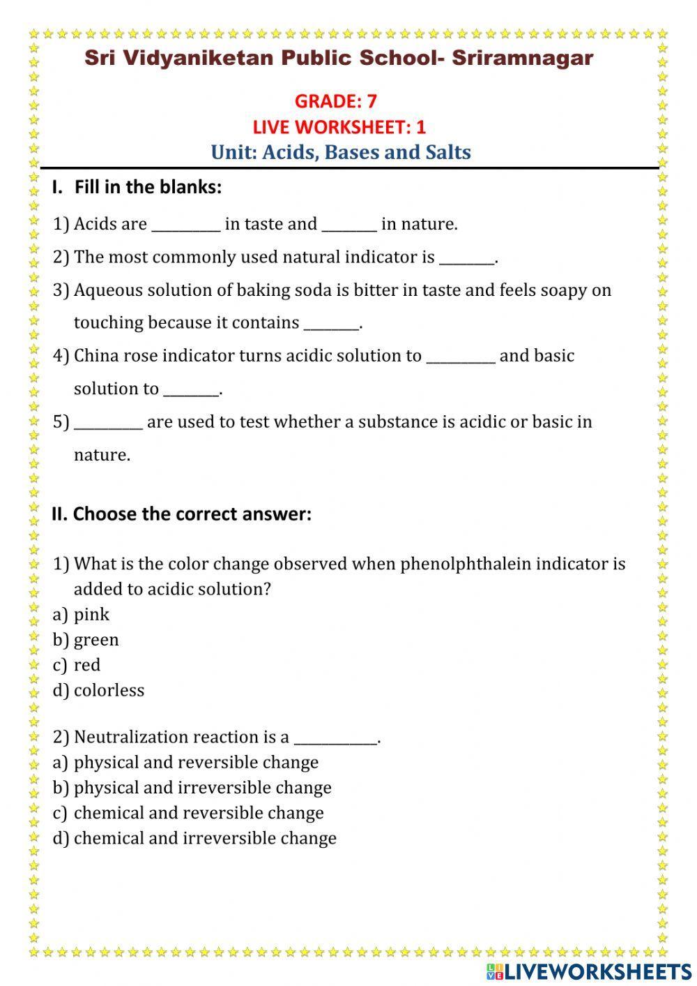 Acids, Bases and Salts