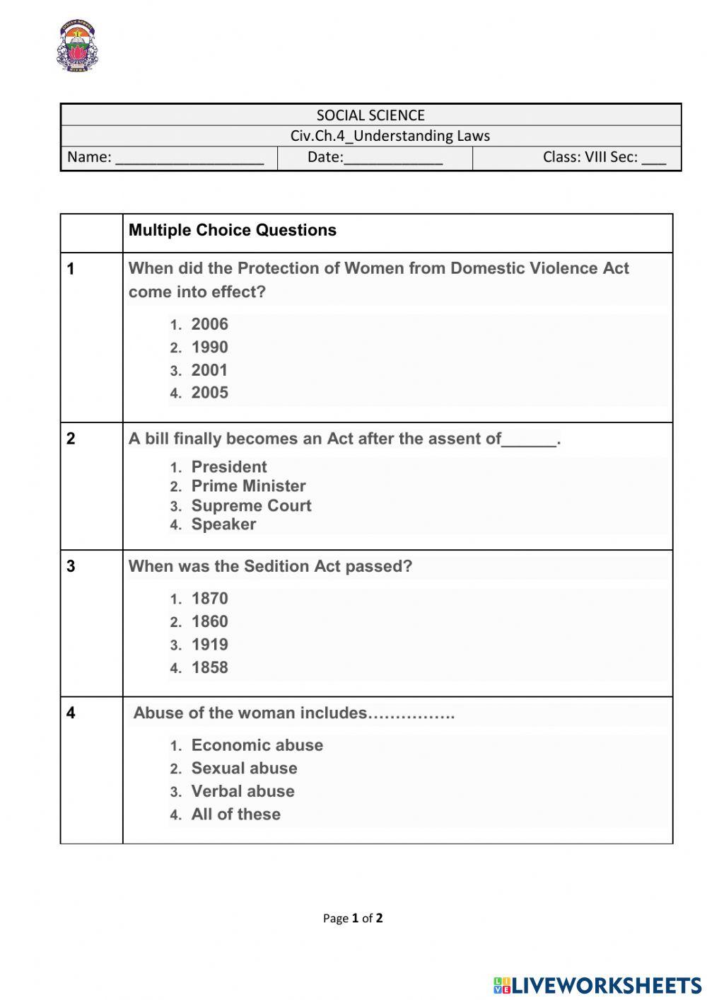 Civ.Ch.4-Understanding Laws