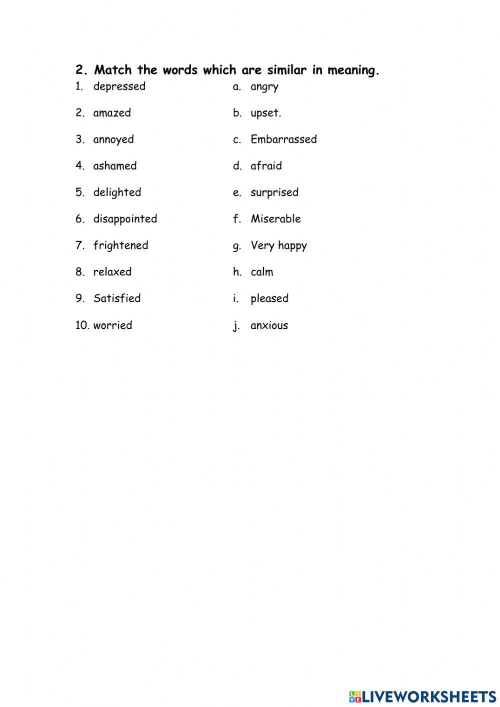 7B 1.8 Vocab - Feelings