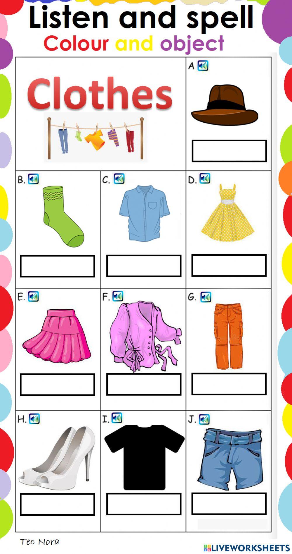 Clothes and Colour Vocabulary