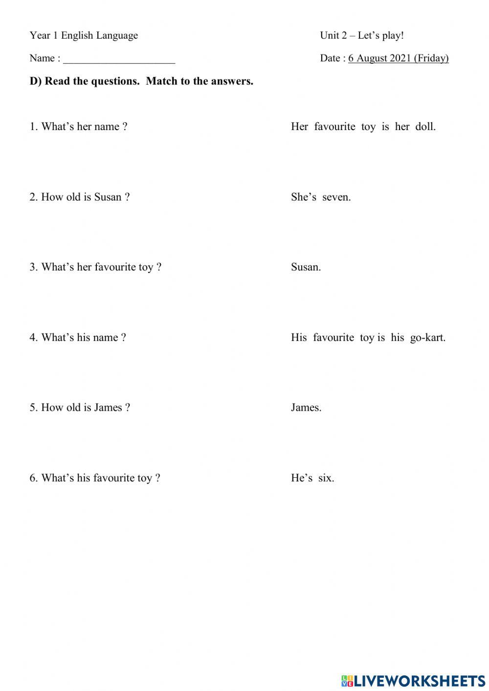 Unit 2 - Let's play!