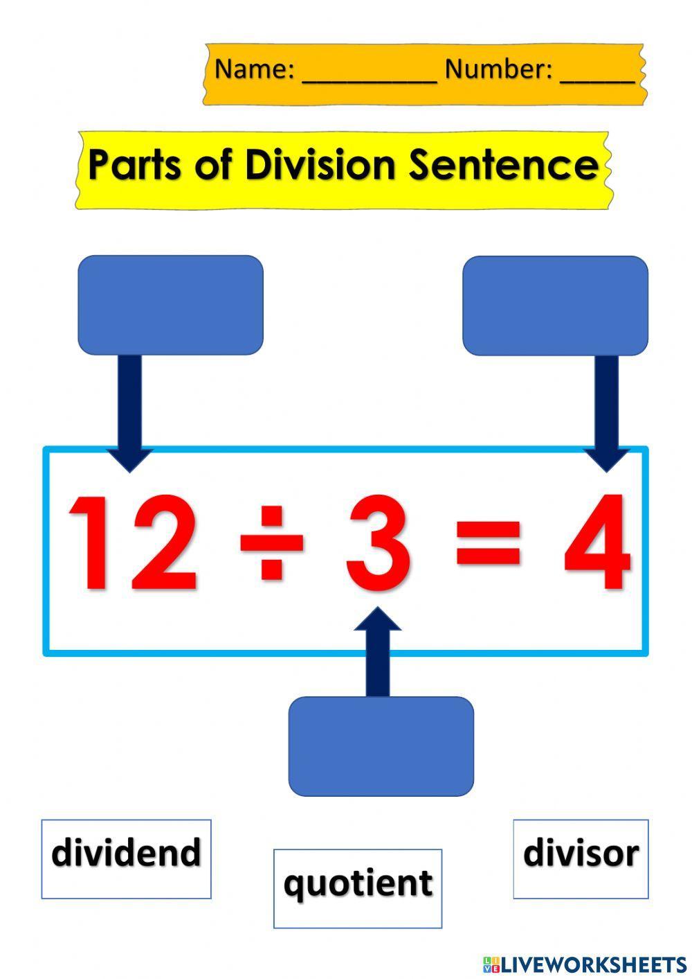 Parts of Division Sentence