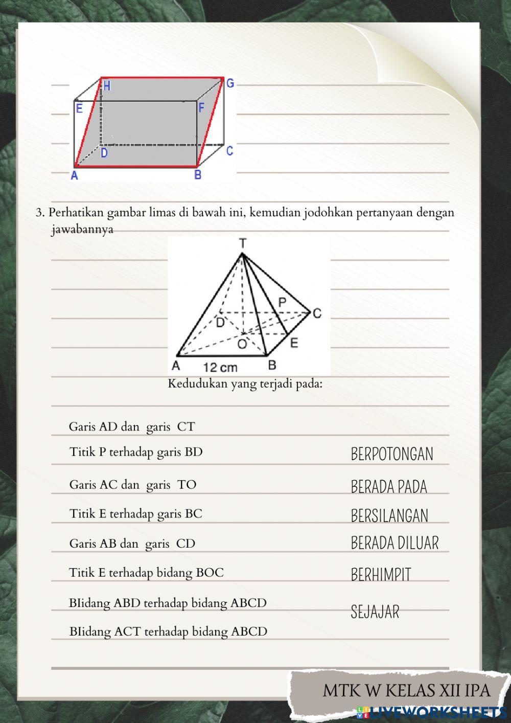 KEDUDUKAN TITIK, GARIS dan BIDANG