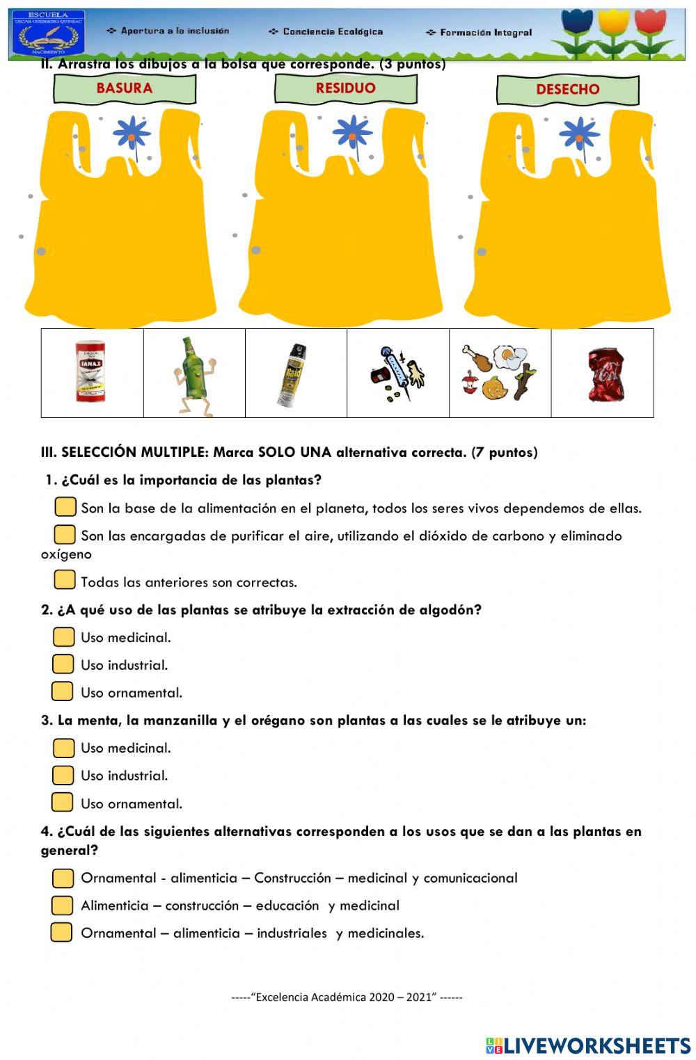 Evaluacion ciencias naturales