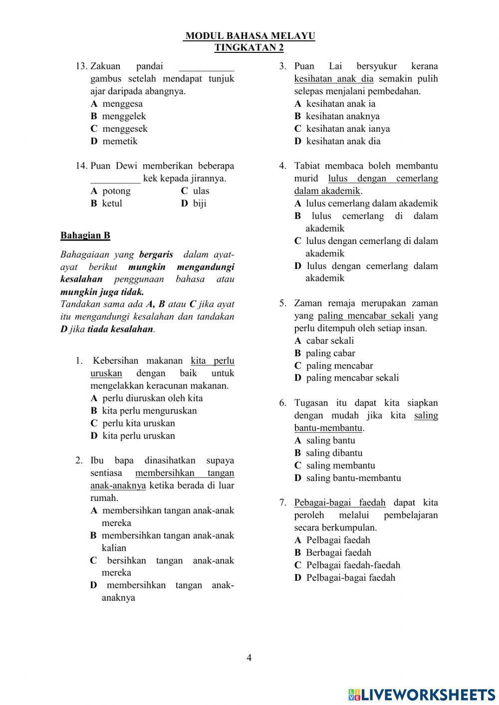UJIAN SUMATIF BM TINGKATAN 2