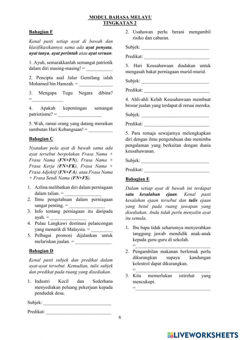 UJIAN SUMATIF BM TINGKATAN 2