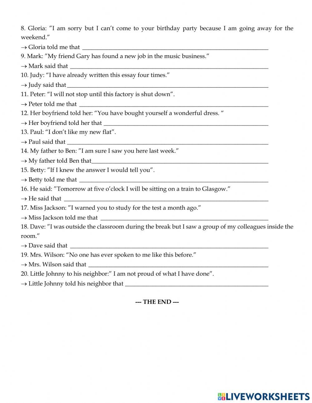 Reported Speech - Statements