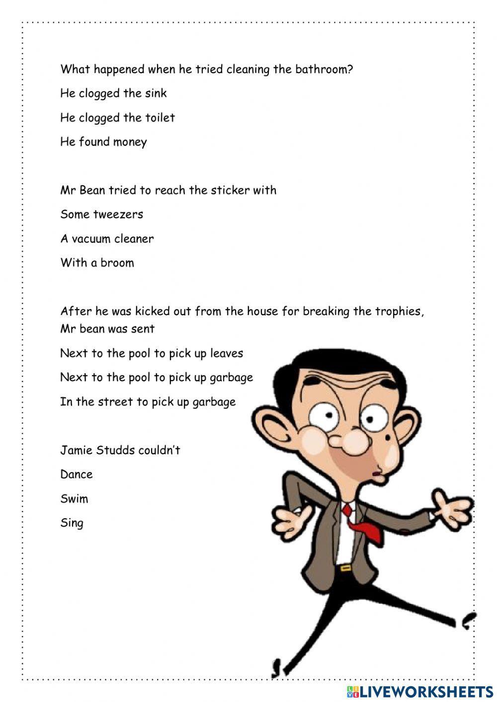 Mr.Bean Video Comprehension