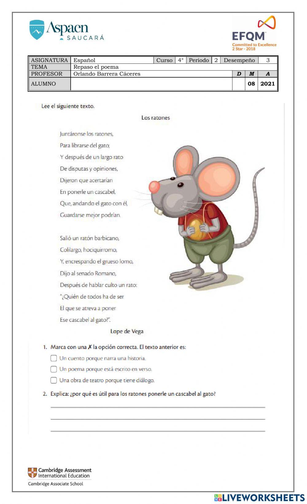 Repaso el poema Repaso el poema